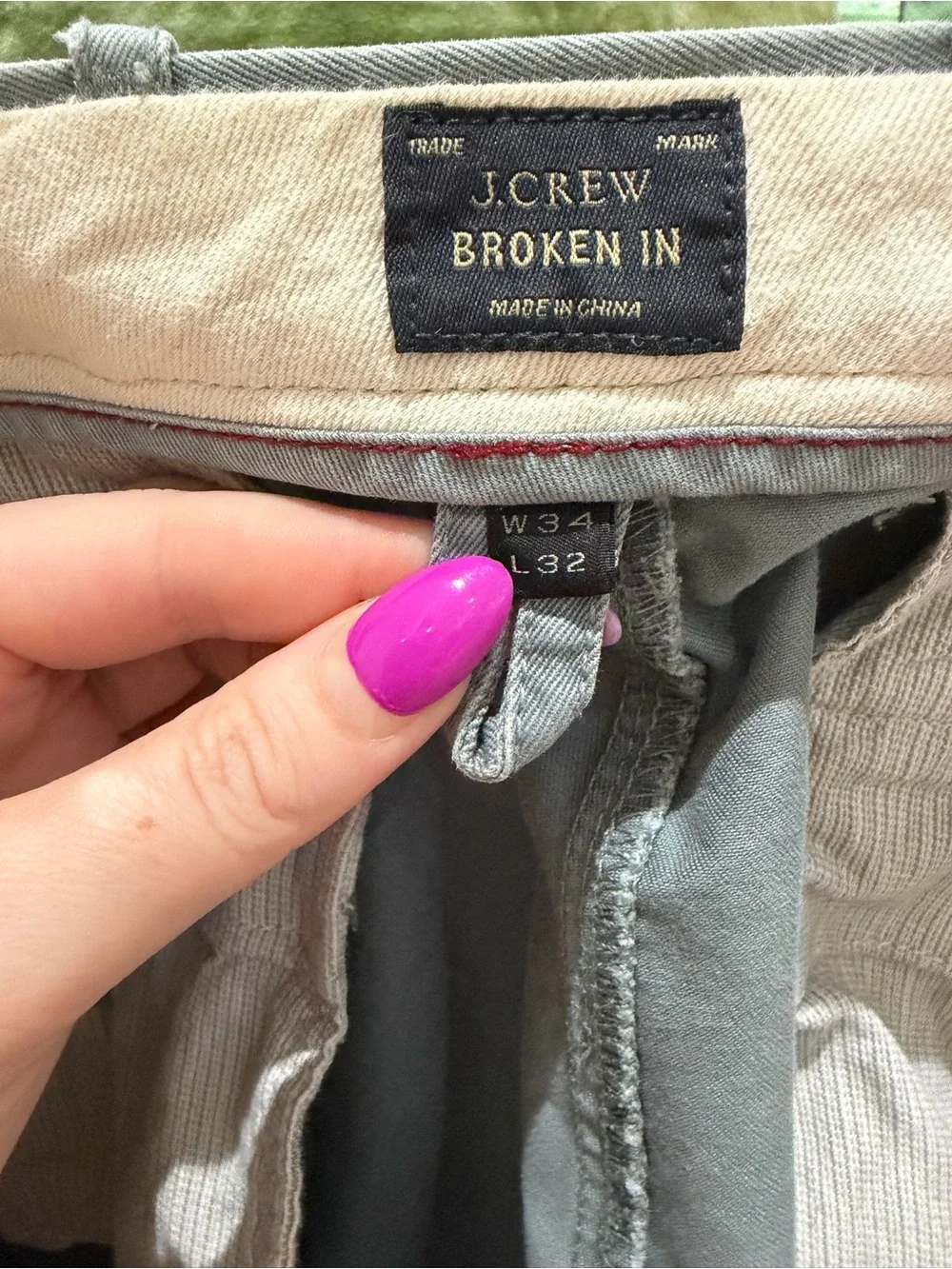J. Crew Men's Chinos in Light Green-Gray